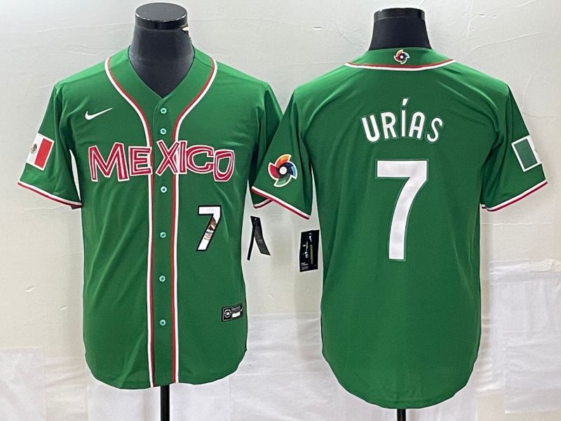 Men 2023 World Cub Mexico #7 Urias Green white Nike MLB Jersey14